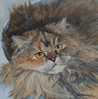 Cali Long Haired Cat Painting