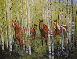 Horses In Trees Painting