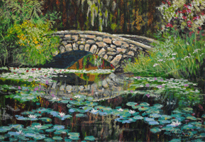 McKee Bridge With Hyacinths Painting