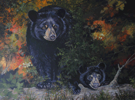 Momma Bear With Cub Oil Painting