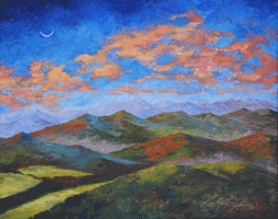 Moon Over Mountains Painting
