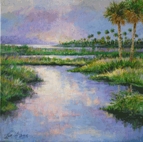 Meandering St Johns With Palms Painting