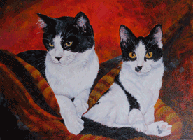 Two Cats In a Blanket Painting